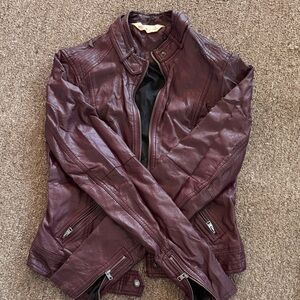Hollister Deep Burgundy Leather Jacket